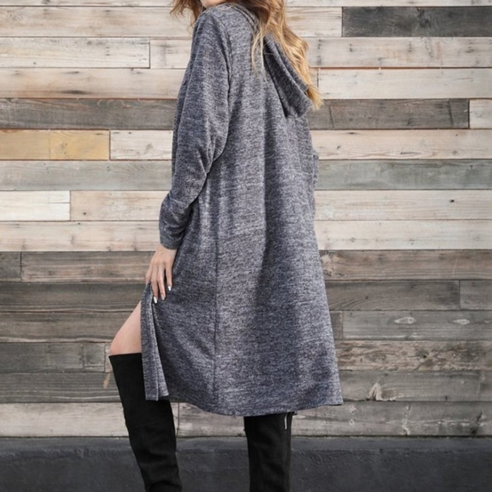 Z AVENUE USA Grey hooded duster with pockets size M